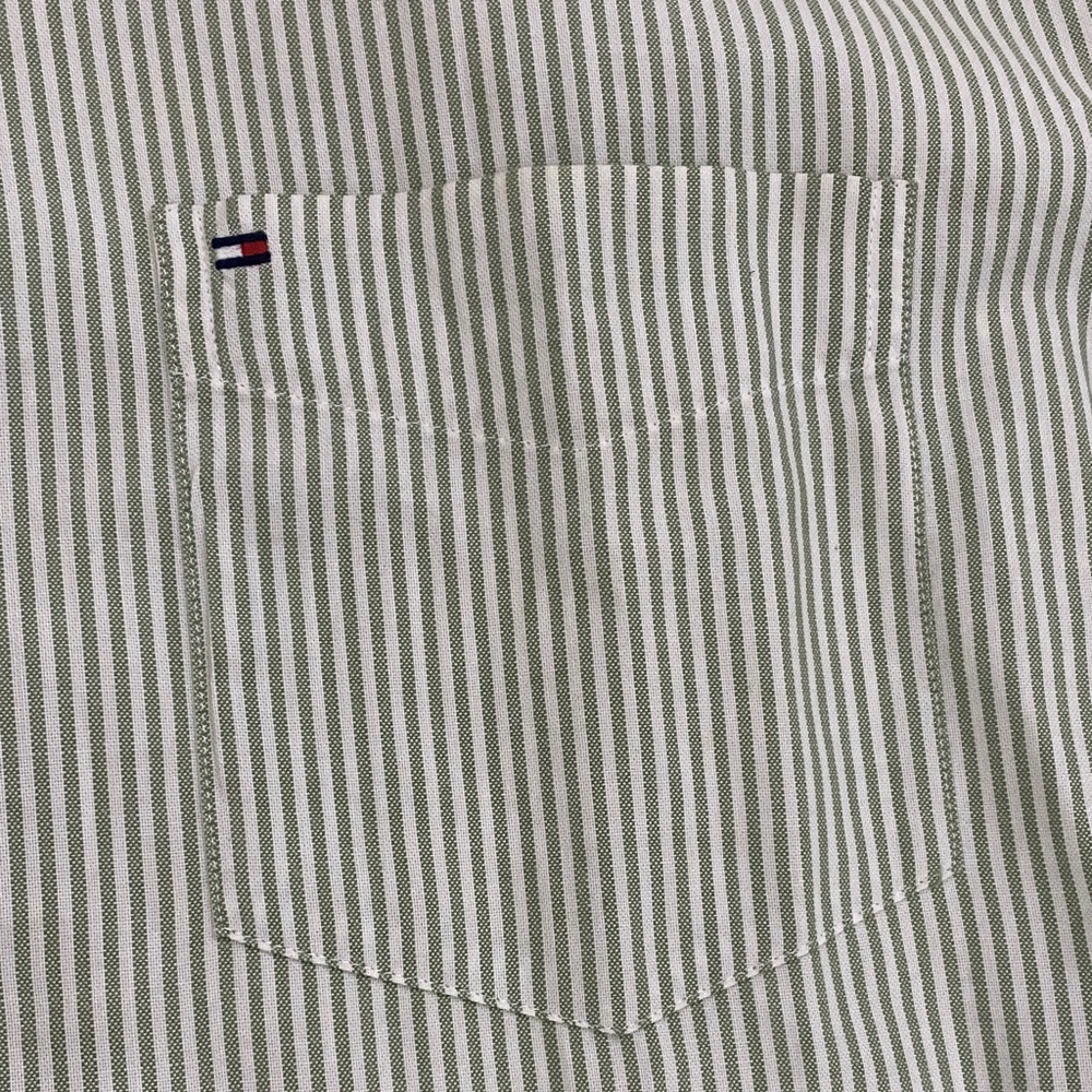 Tommy Hilfiger Olive Striped Men's Shirt - Picture 4 of 9